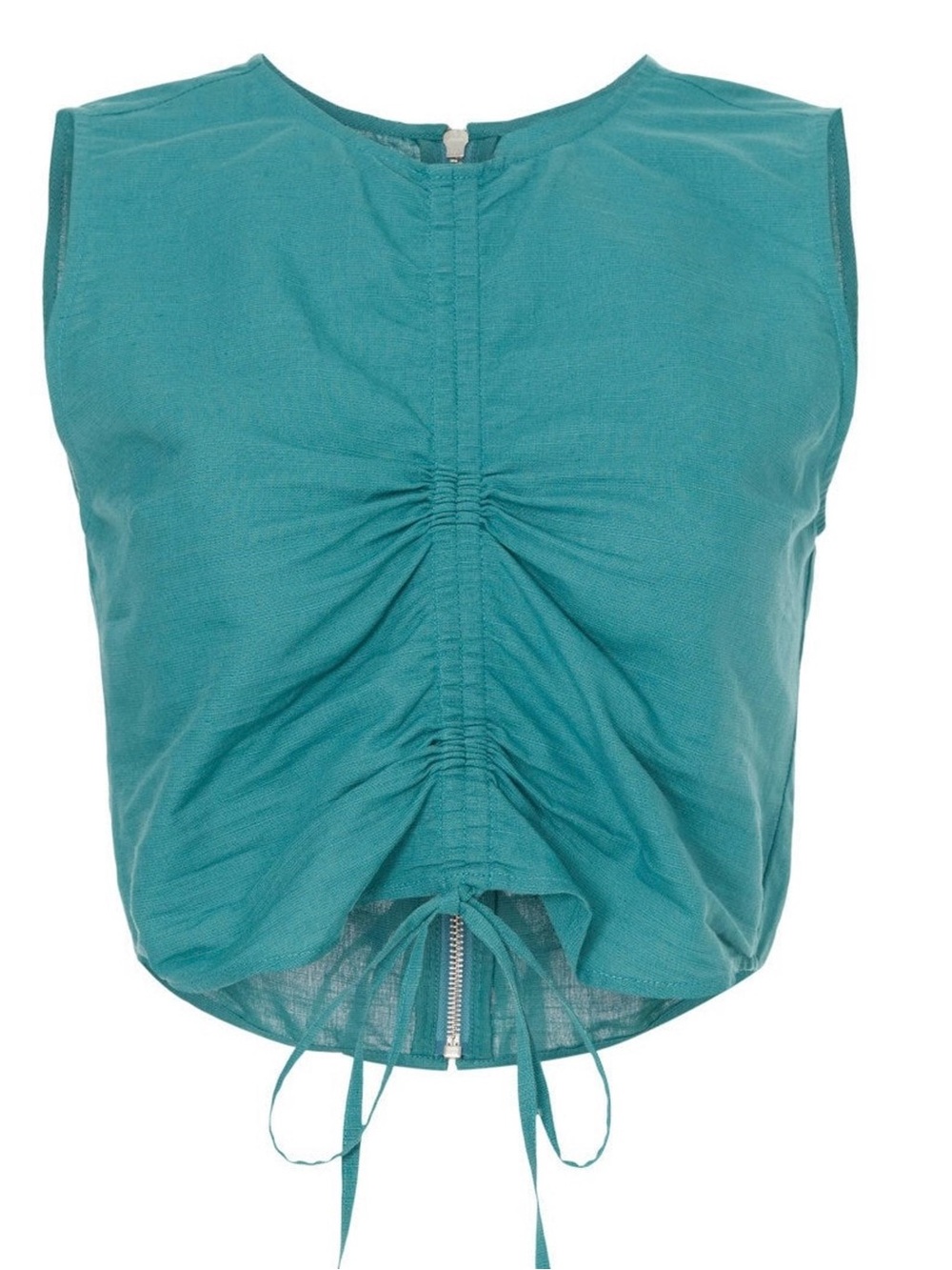 Something Navy Teal Drawstring Front Women's Top